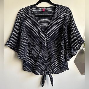 Vince Camuto Navy Striped Top with Tie